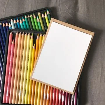 Blank Postcard with Envelope and Colored Pencils Stock Photos