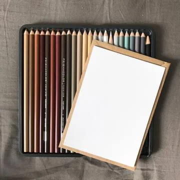 Blank Postcard with Envelope and Colored Pencils Stock Photos
