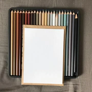 Blank Postcard with Envelope and Colored Pencils Stock Photos