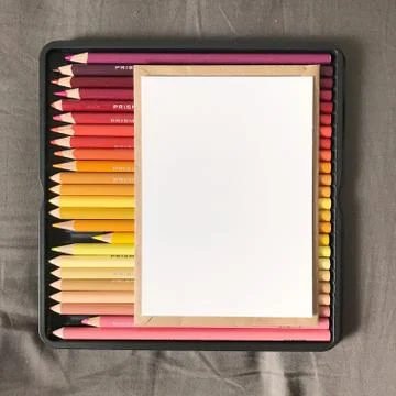 Blank Postcard with Envelope and Colored Pencils Stock Photos