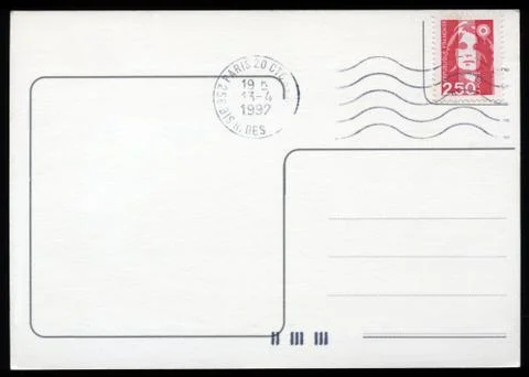 Blank postcard with stamp Foto stock