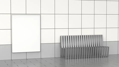Blank poster and empty bench Video stock 292174585