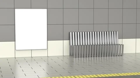 Blank poster and empty silver bench Video stock 297223278