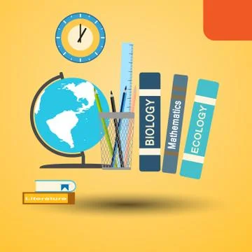 Blank of poster for Back to school illustration on the yellow background wi.. Stock Illustration