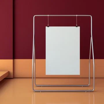 Blank poster hanging . 3d rendering 库存插图