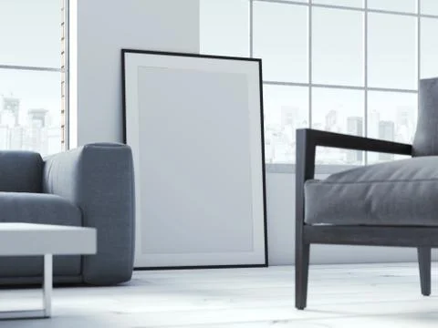 Blank poster in interior. 3d rendering イラスト素材