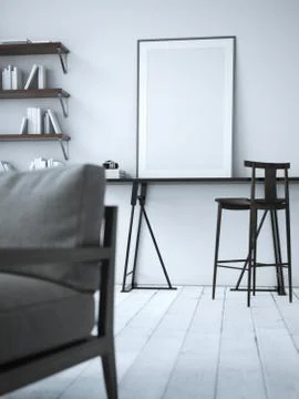 Blank poster on table. 3d rendering Stock Illustration