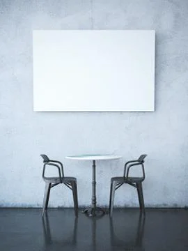 Blank poster on wall. 3d rendering 库存插图