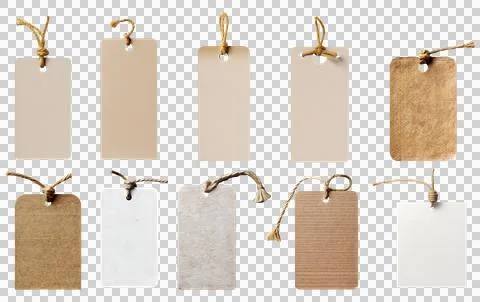 Blank Price gift label note sign tag with string isolated on transparent PNG Stock Illustration