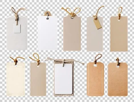 Blank Price gift label note sign tag with string isolated on transparent PNG Stock Photos