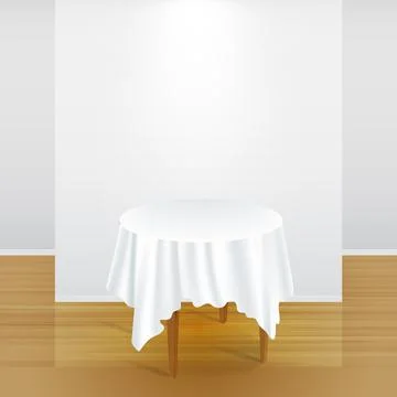 Blank product display on round table background with wooden floor Stock Illustration