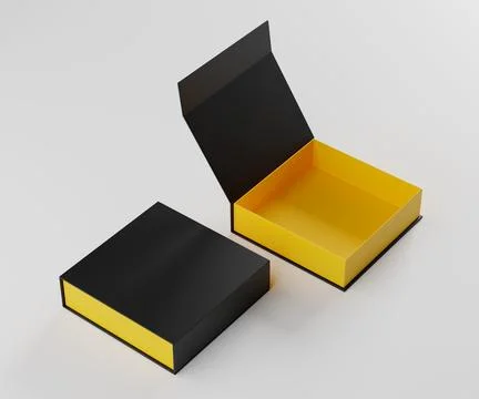 Blank Product Packaging Box for Mockups Open and Closed - 3D Illustration R.. Illustrazione stock