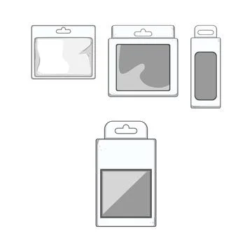Blank product packaging hanging on retail display Stock Illustration