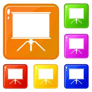 Blank projection screen icons set vector color Illustrazione stock