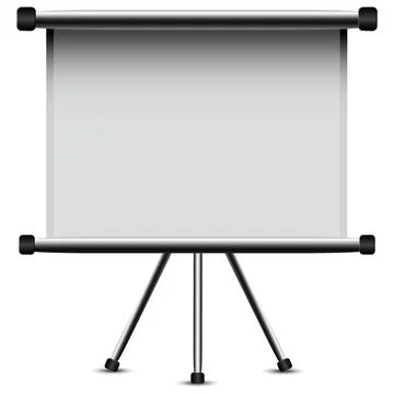 Blank pull-down portable projector screen on tripod Illustrazione stock