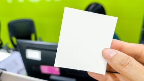 Blank queue cards, blurred backgrounds of payment counters Stock Photos