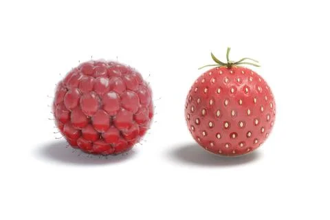 Blank raspberry and strawberry ball mockup, isolated Illustrazione stock