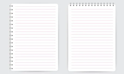 Blank realistic spiral notepad notebook with lines isolated vector Stock Illustration