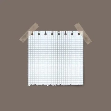 Blank realistic squared torn paper piece isolated on background. Vector illus Stock Illustration