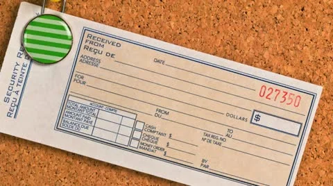 Blank receipt hanging on a cork bulletin board Stock Footage 21302995