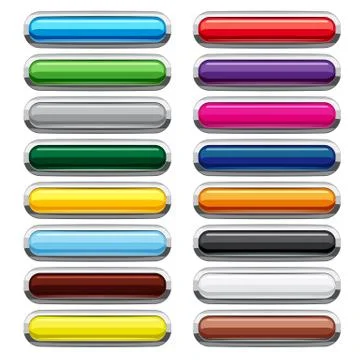 Blank rectangle buttons icons set, cartoon style Illustrazione stock