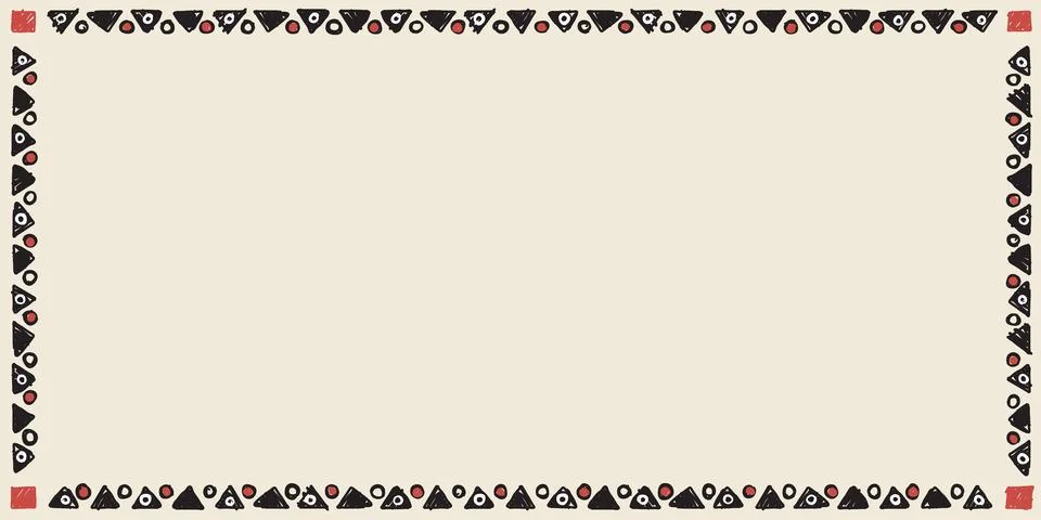 Blank rectangle frame consists of various geometric shapes childish hand dr.. Stock Illustration