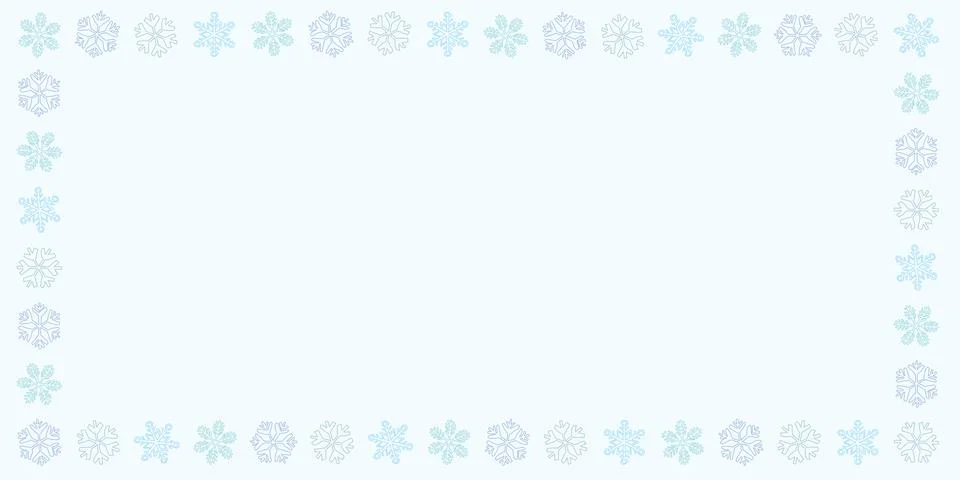 Blank rectangle frame consists of various pastel snowflakes childish hand d.. イラスト素材