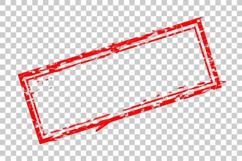 Blank Rectangle Red Rubber Stamp Template Blank at transparent effect backgro Illustrazione stock