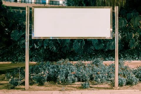 Blank rectangular billboard garden Stock Photos