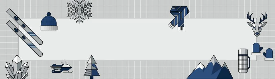 Blank rectangular frame horizontal template with geometric winter elements .. Illustrazione stock