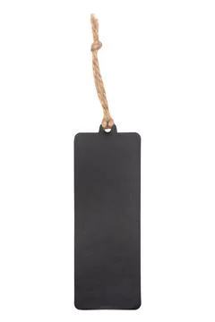 Blank rectangular label. Black long tag. Copy space. Place for text and compa Stock Photos