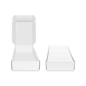 Blank Rectangular Packaging Boxes Mockups with Opened and Closed Lid Stock Illustration