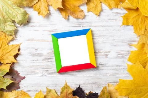 Blank rectangular photo frame on desk Stock Photos