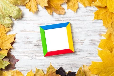 Blank rectangular photo frame on desk Blank rectangular photo frame lies o... Stock Photos