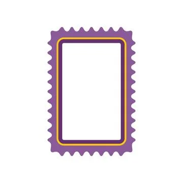 Blank rectangular postage stamp with purple wavy border Illustrazione stock