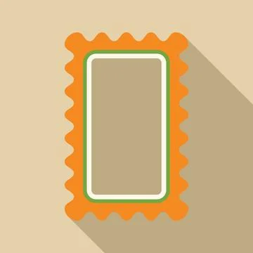 Blank rectangular postage stamp with wavy edges and long shadow Ilustração Stock