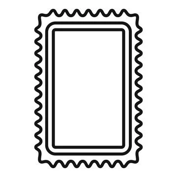 Blank rectangular postage stamp with wavy border for mailing letters Stock Illustration