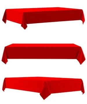 Blank rectangular red velvet tablecloth isolated on white background. 3d illu Stock Illustration