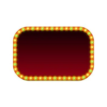 Blank rectangular retro light banner with lights. Stock Illustration