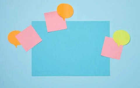 Blank rectangular sheet of paper on a blue background 스톡 사진