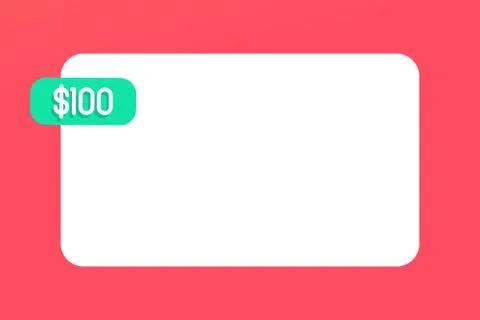 Blank Rectangular Text Box with Attached dolar100 Price Label against Solid Pink 스톡 일러스트