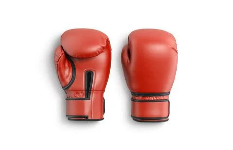 Blank red boxing gloves mockup lying, front and back, isolated Stock Illustration