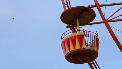 Blank Red Carousel on the Street. Blue sky. Summer time Stock Footage 99698745