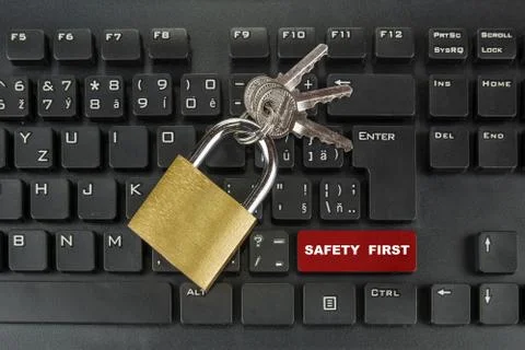 Blank  red enter and shift keys on computer keyboard. Safety first concept Stock Photos