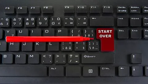 Blank  red enter and shift keys on computer keyboard. Start over concept Stock Photos