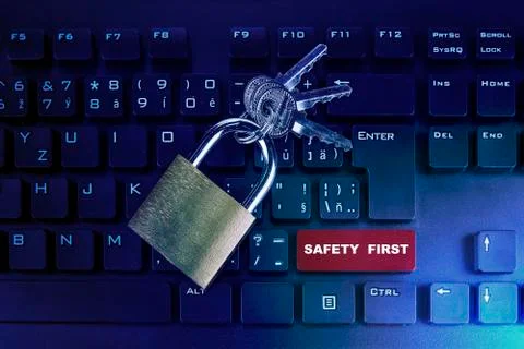Blank  red enter and shift keys on computer keyboard. Safety first concept Stock Photos