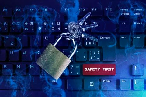 Blank  red enter and shift keys on computer keyboard. Safety first concept Stock Photos