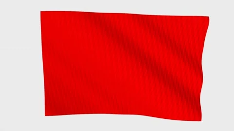 Blank red flag waving in the wind on a grey background 스톡 동영상 343215519