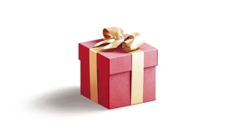Blank red gift box with ribbon bow mockup, looped rotation Stock Footage 162763575