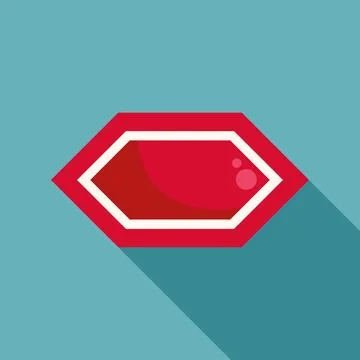 Blank red hexagonal label flat design with shadow Stock Illustration